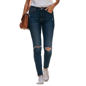 Carmar Women's Distressed Skinny Stretch Dark Wash Jeans Size 25